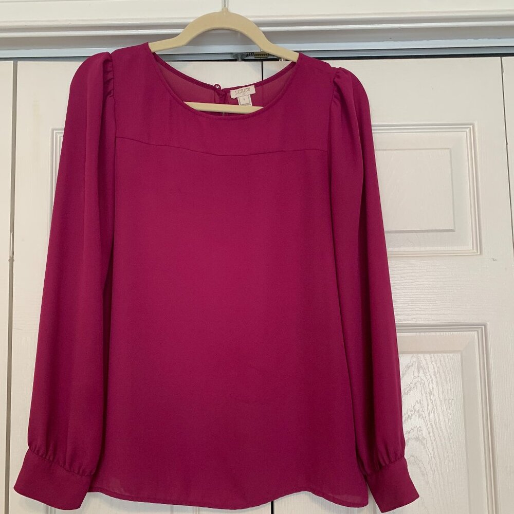 J Crew Bright Pink Plum Size S Long Sleeve blouse